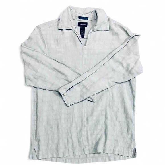 Claiborne Other - Men Small Claiborne Long Sleeve polo Silk Linen Blend Powder Blue